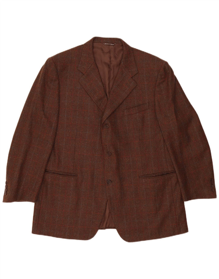 Мужской пиджак Canali на 3 пуговицах IT 58 4XL, коричневый, шерстяной в клетку