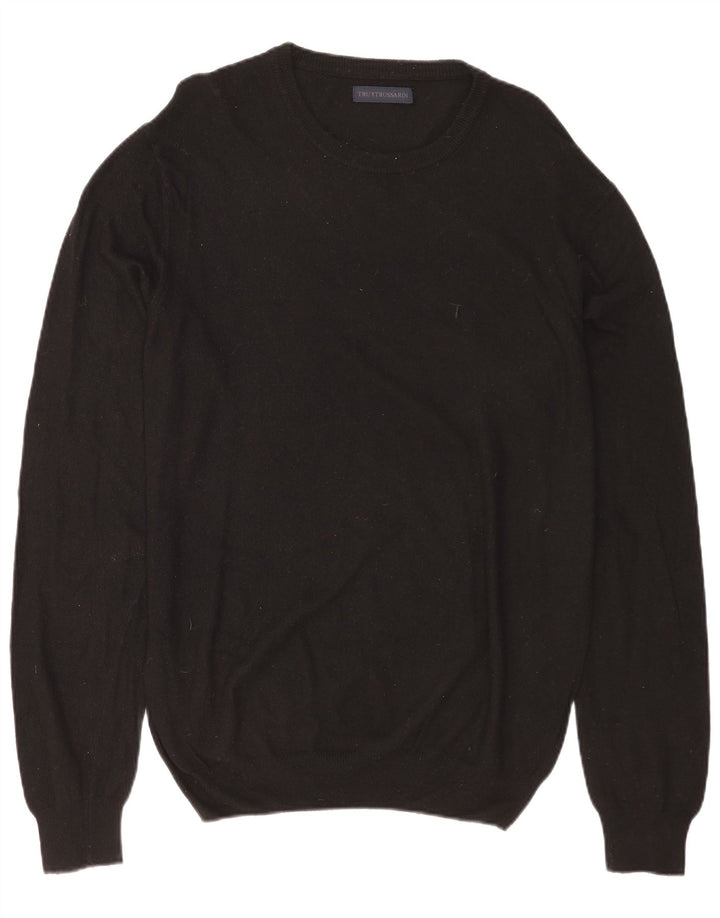 TRUSSARDI Мужской джемпер с вырезом лодочкой, большой черный полиамид