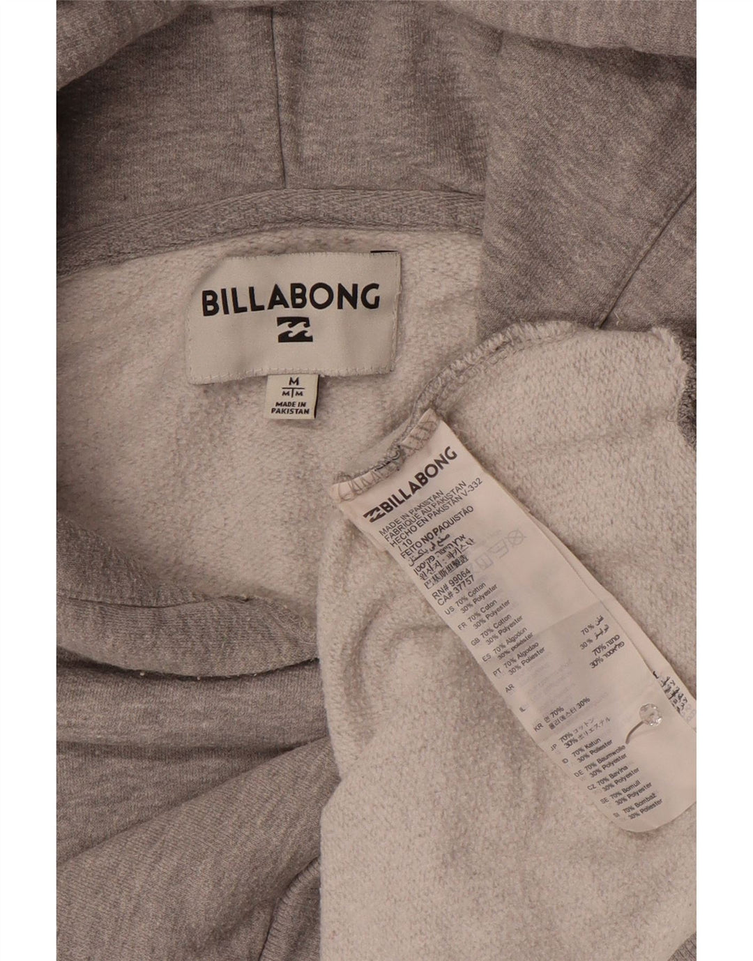 Мужской джемпер с капюшоном Billabong среднего серого цвета, хлопок