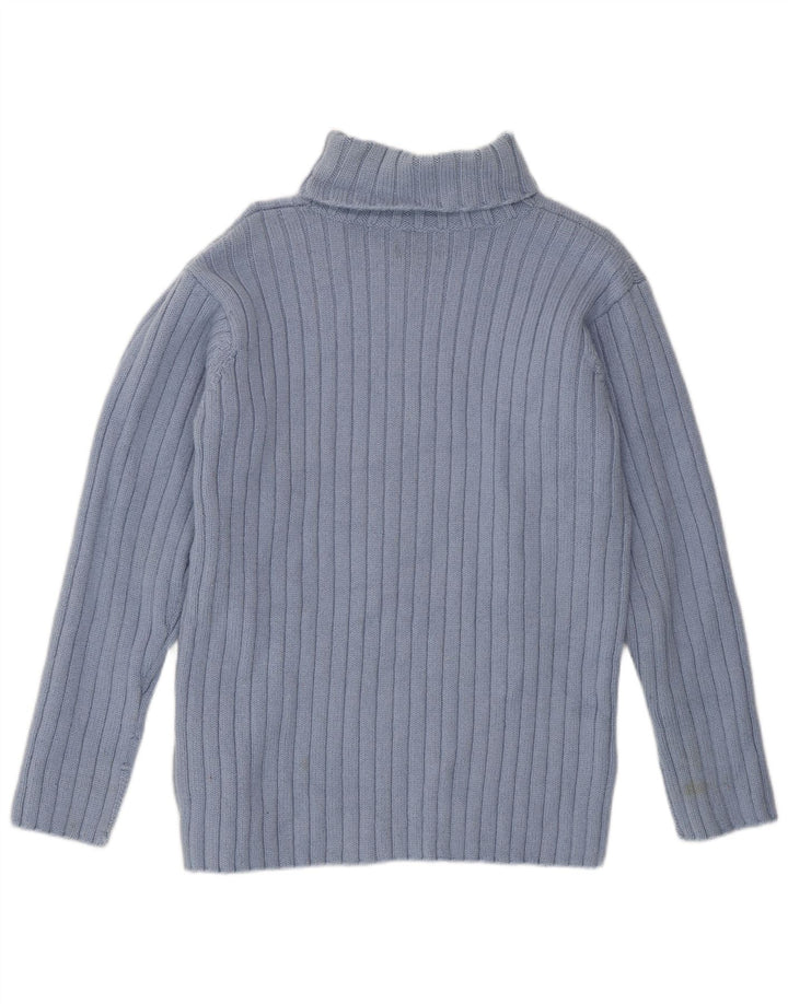 Женский свитер JIGSAW с высоким воротником, Великобритания, 14, средний синий, шерсть