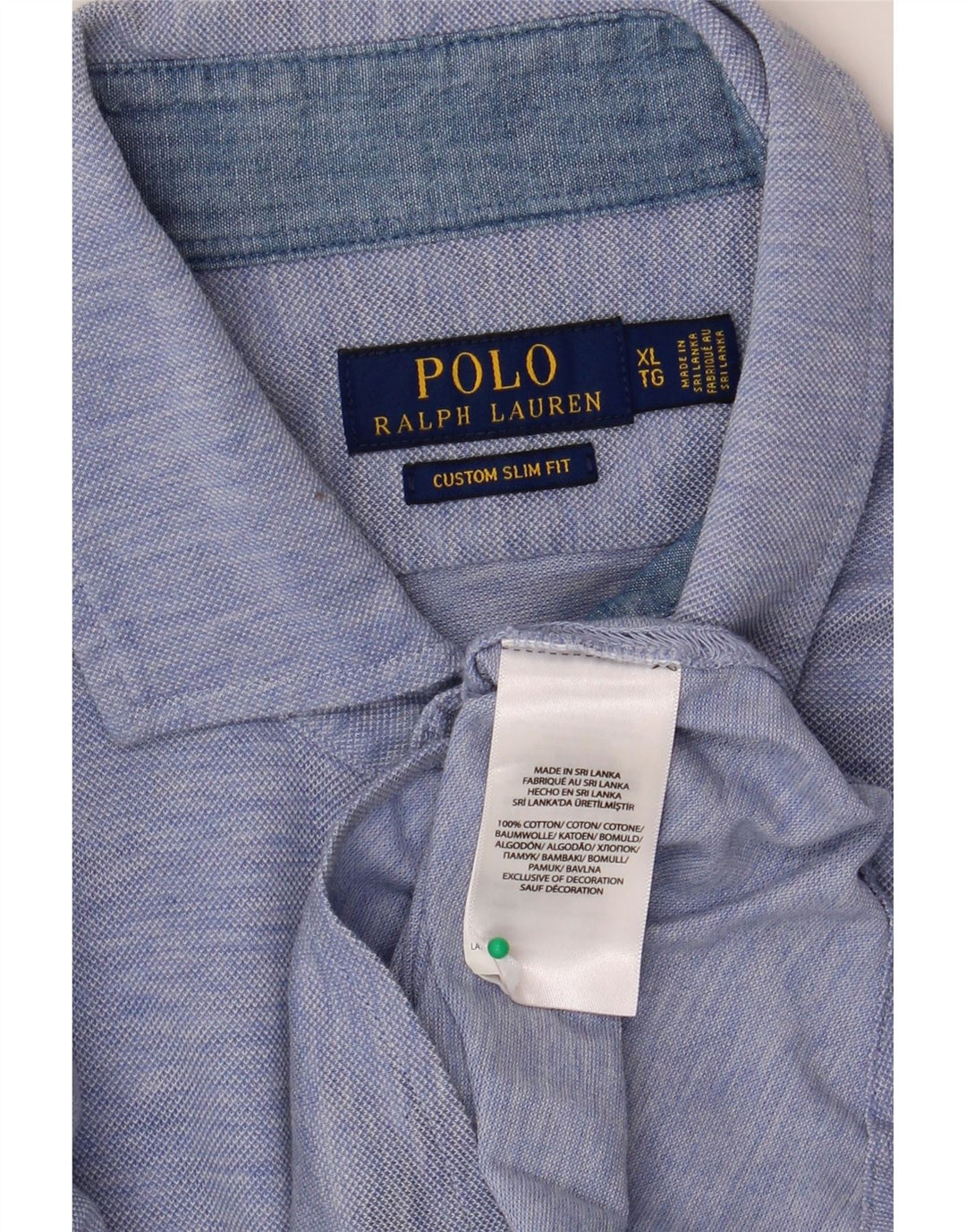 Мужская приталенная рубашка с коротким рукавом Polo Ralph Lauren XL, синяя, хлопок