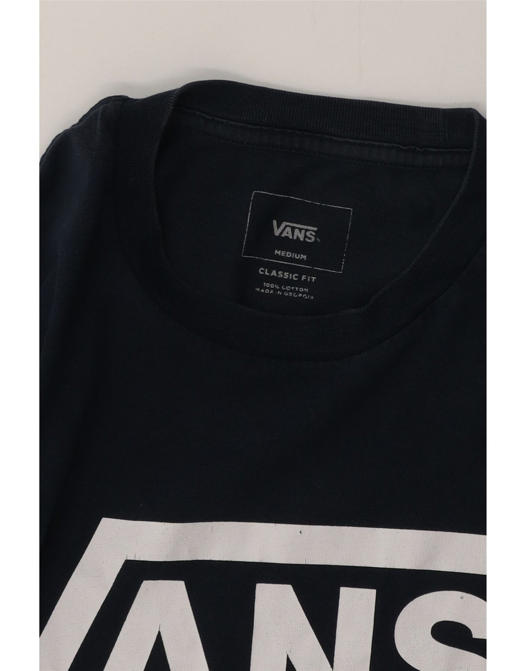 Мужская футболка классического кроя с рисунком VANS, топ среднего размера, темно-синий, хлопок