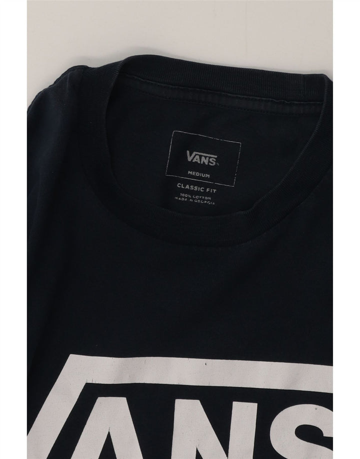 Мужская футболка классического кроя с рисунком VANS, топ среднего размера, темно-синий, хлопок