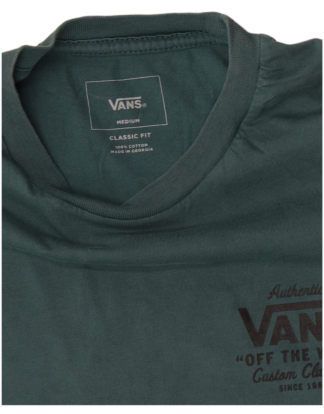 Мужская футболка классического кроя с рисунком Vans, хлопковый топ среднего зеленого цвета