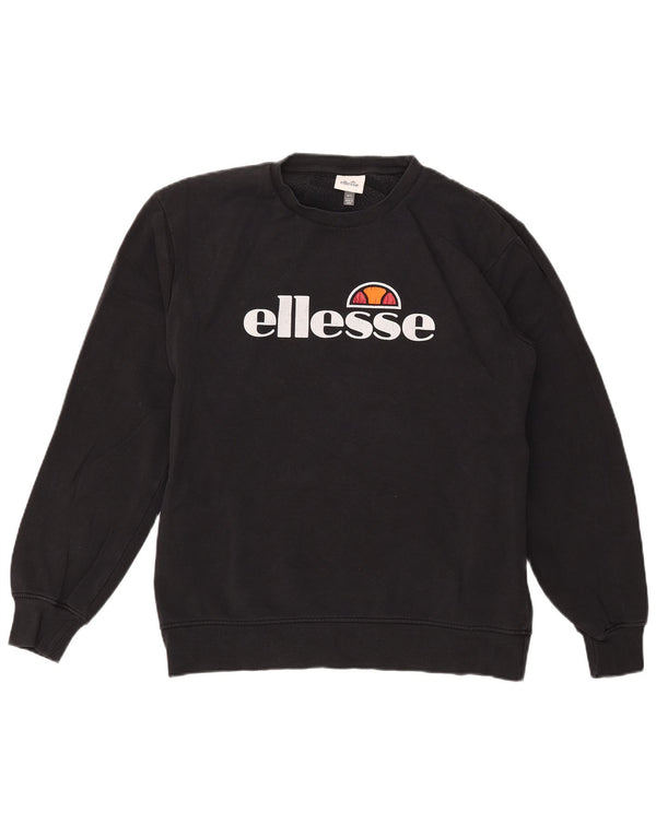 ELLESSE Мужской свитшот с рисунком, большой черный хлопковый джемпер