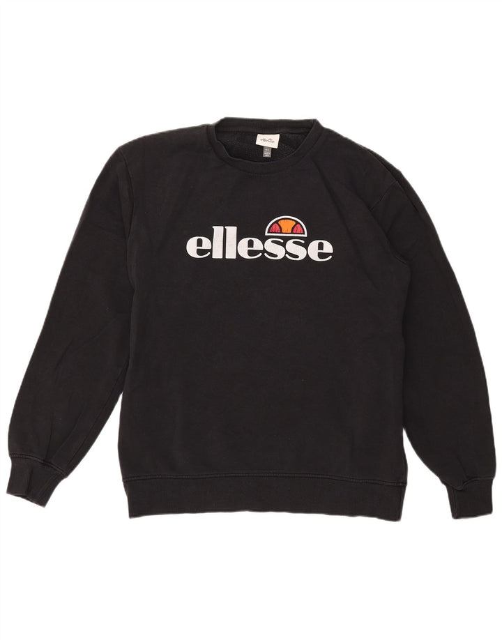 ELLESSE Мужской свитшот с рисунком, большой черный хлопковый джемпер
