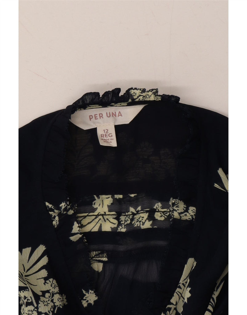 PER UNA Womens Long Sleeve Maxi Dress UK 12 Medium Navy Blue Floral Vintage Per Una and Second-Hand Per Una from Messina Hembry 