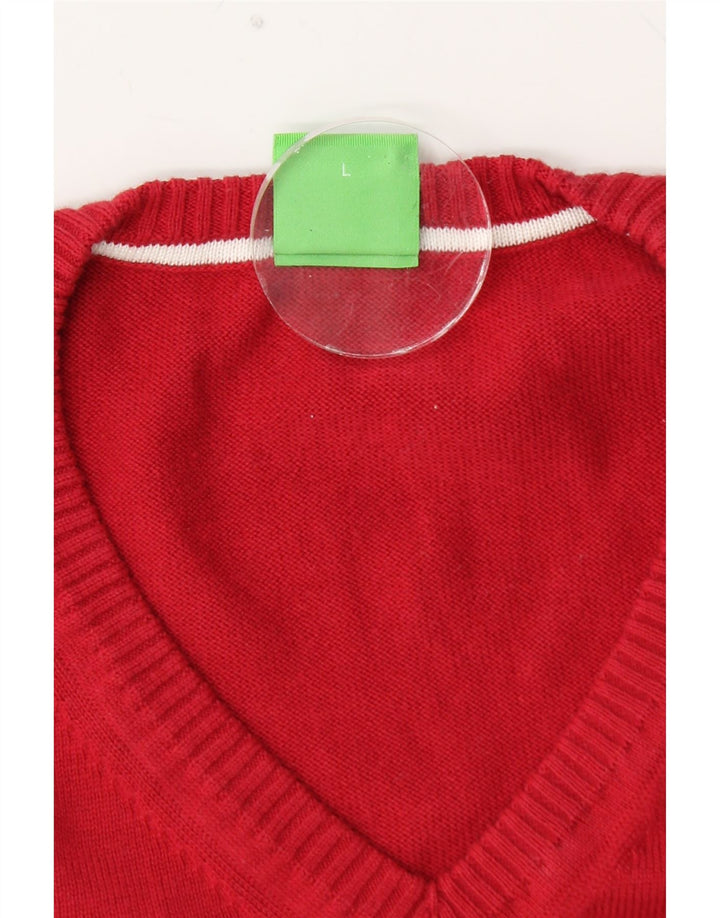 Мужской джемпер с V-образным вырезом и рисунком HUGO BOSS, большой красный, цветных блоков