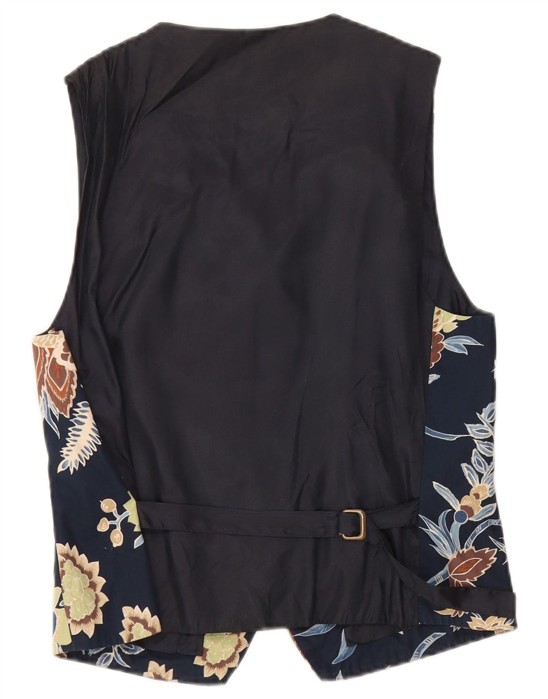 Винтажный женский жилет IT 44, средний темно-синий хлопковый цвет с цветочным принтом