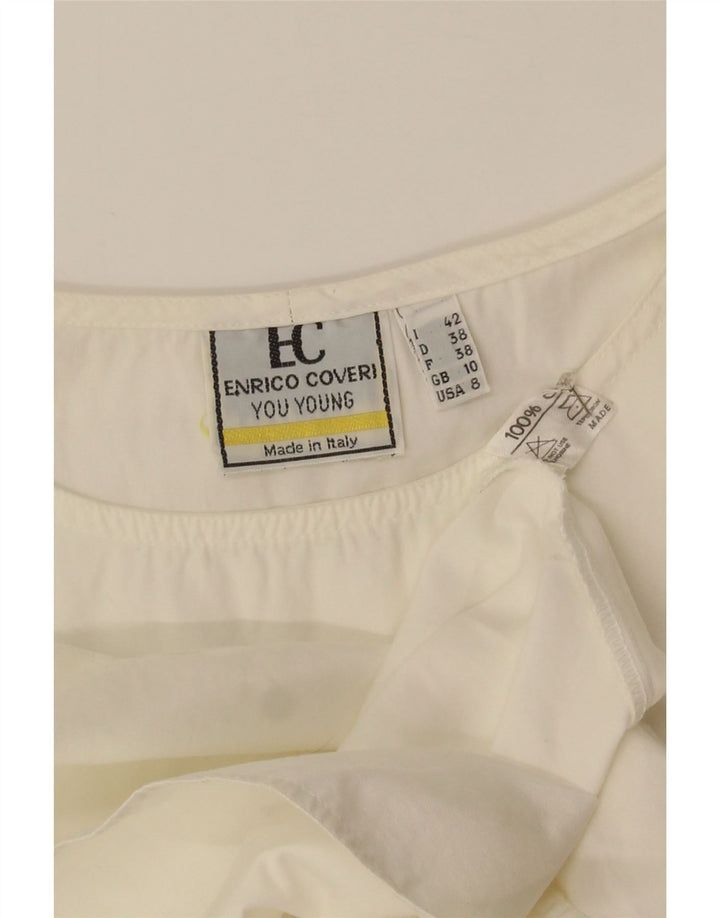 Женская блузка оверсайз Enrico Coveri Top UK 10, маленький белый хлопок