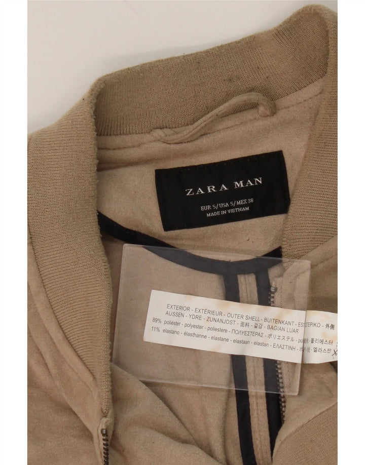 ZARA Mens Cardigan Sweater Small Beige Polyester Vintage Zara and Second-Hand Zara from Messina Hembry 