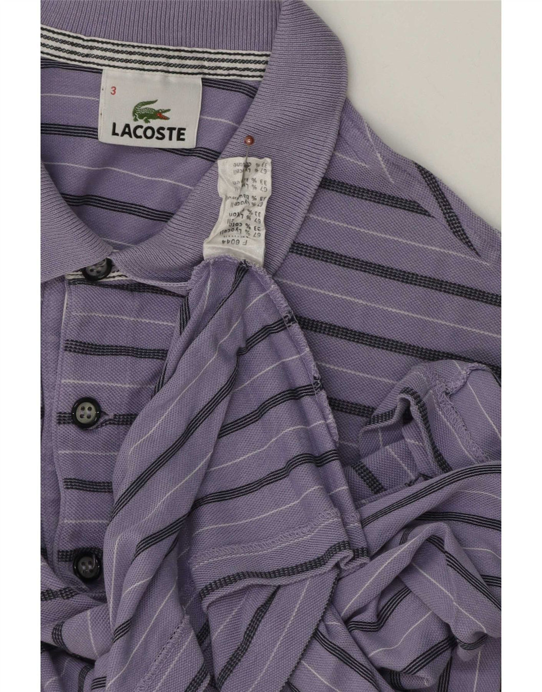 Мужская рубашка-поло Lacoste, размер 3, маленькая лиоцелловая рубашка в фиолетовую полоску