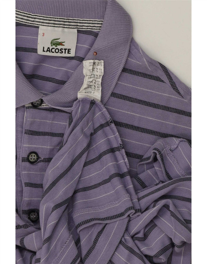 Мужская рубашка-поло Lacoste, размер 3, маленькая лиоцелловая рубашка в фиолетовую полоску