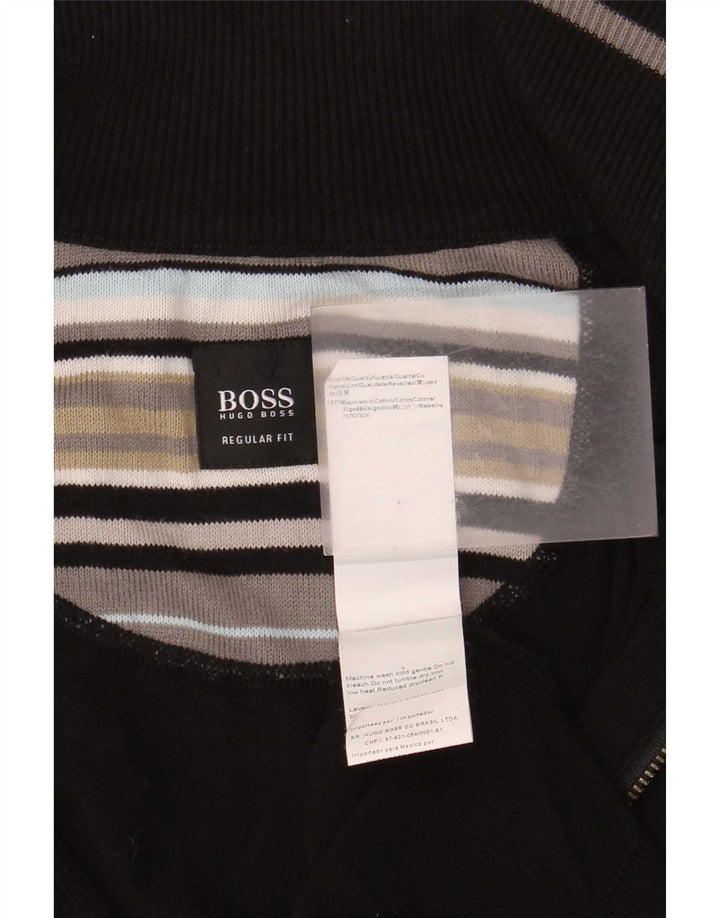 Мужской кардиган обычного кроя Hugo Boss, большой черный хлопковый свитер