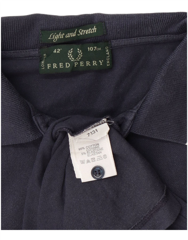 Мужская легкая и эластичная рубашка-поло Fred Perry среднего размера, темно-синяя, хлопок