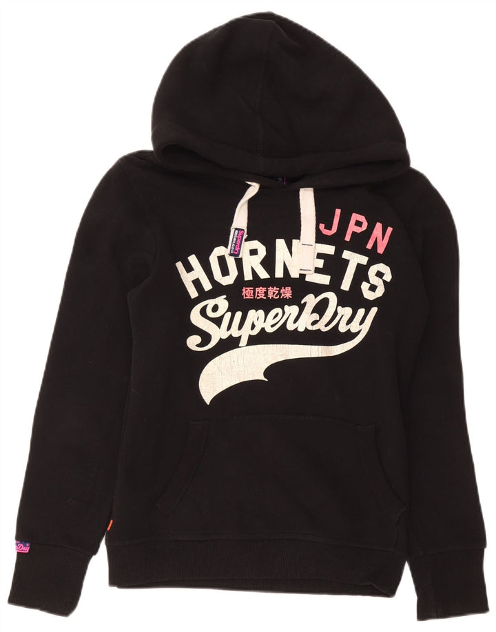Мужской джемпер с капюшоном Superdry Hornets с рисунком UK 10, маленький, черный, хлопок