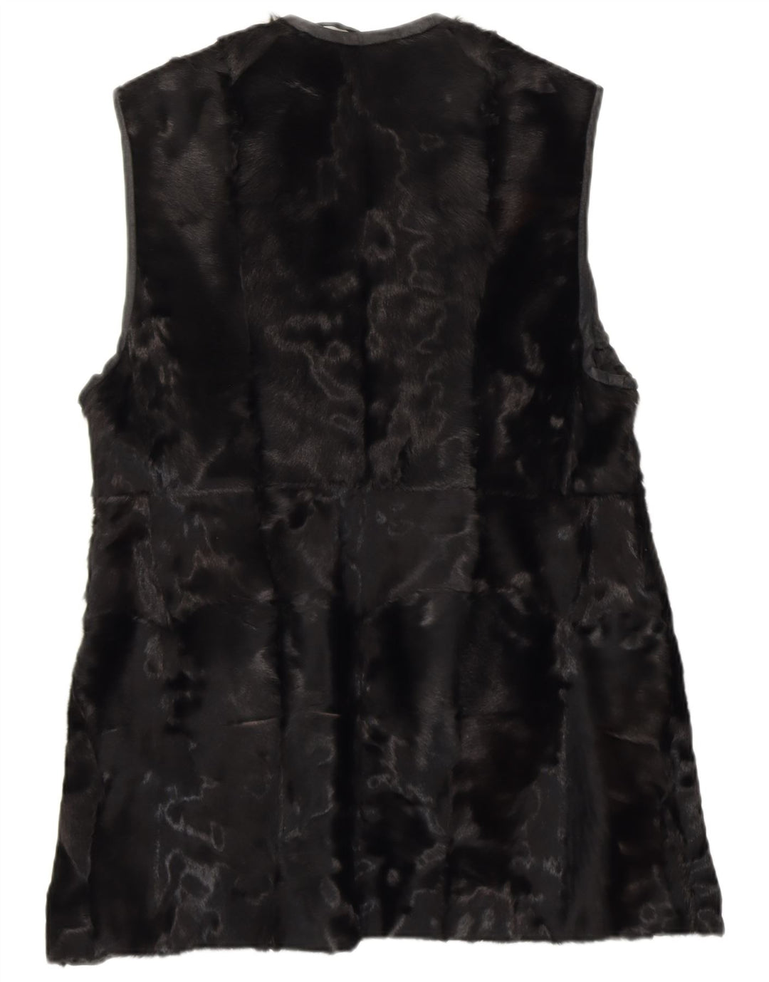 Винтажный женский меховой жилет UK 14, средний черный