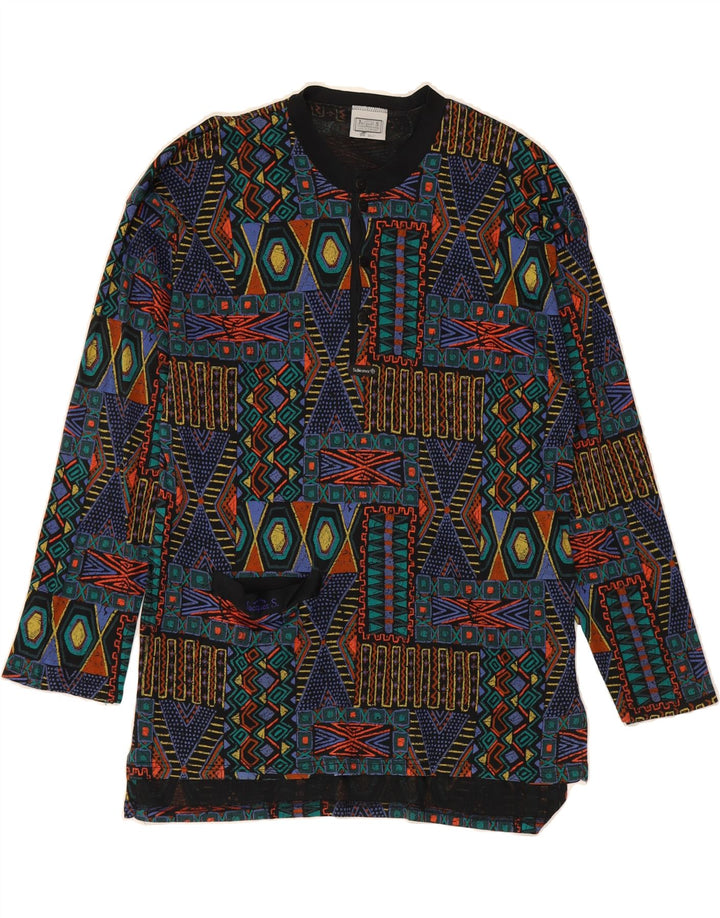 VINTAGE Womens Tunic Top UK 14 Large Multicoloured Geometric Cotton Vintage Vintage and Second-Hand Vintage from Messina Hembry 