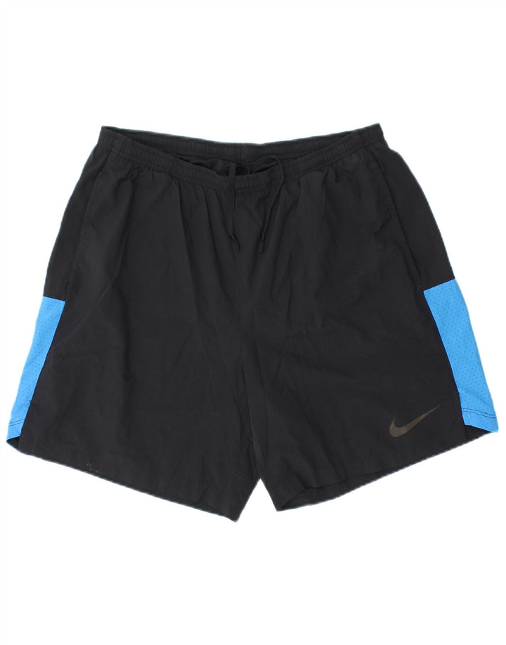 Мужские спортивные шорты Nike Dri Fit, большие черные полиэстер с цветными блоками