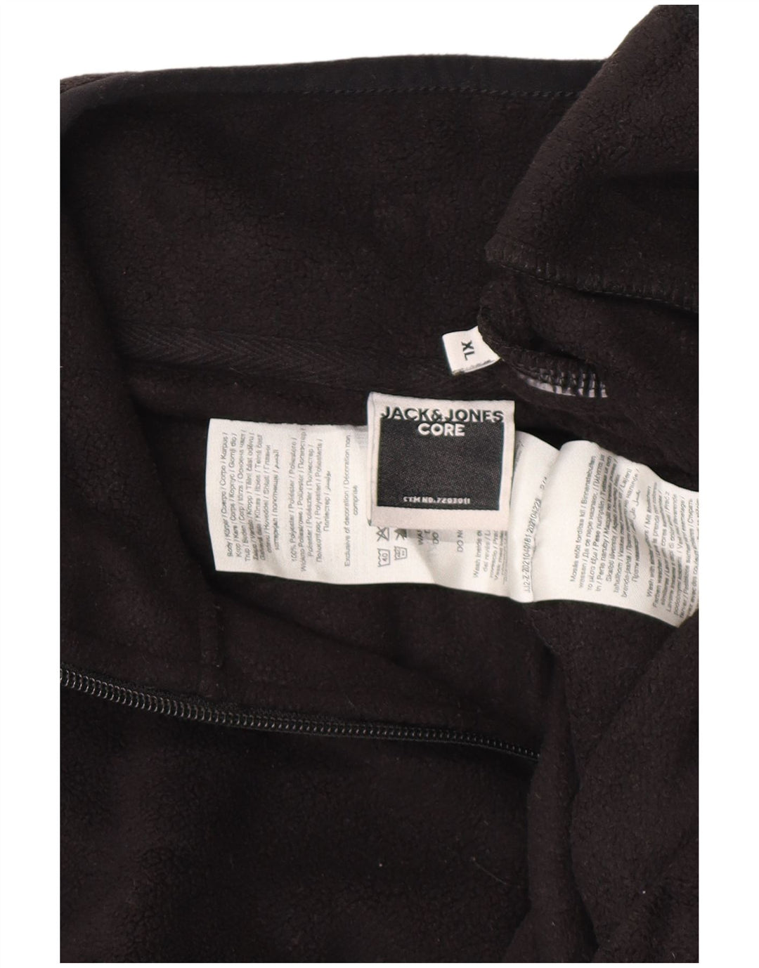 Мужской флисовый джемпер JACK & JONES с воротником на молнии XL, черный полиэстер