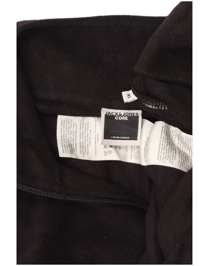 Мужской флисовый джемпер JACK & JONES с воротником на молнии XL, черный полиэстер