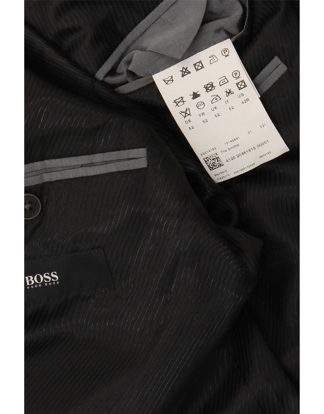 Мужской пиджак Hugo Boss на 2 пуговицах EU 52 XL Серый из натуральной шерсти