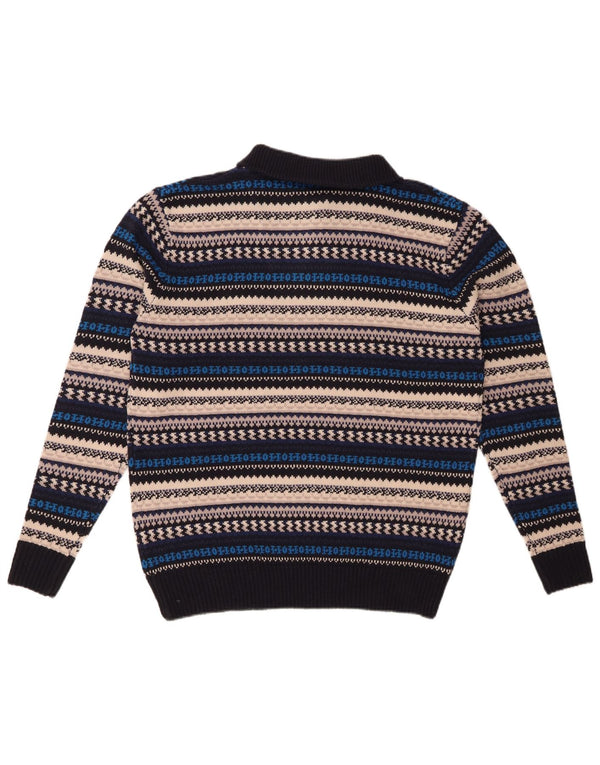 ВИНТАЖНЫЙ мужской джемпер с воротником на молнии, средний акриловый свитер в разноцветную полоску