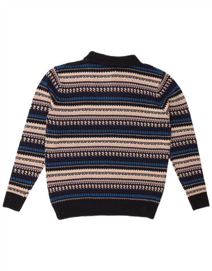 ВИНТАЖНЫЙ мужской джемпер с воротником на молнии, средний акриловый свитер в разноцветную полоску
