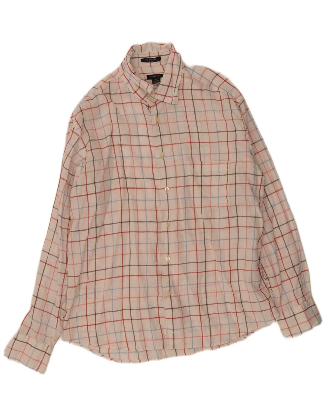 Мужская рубашка приталенного кроя Gant XL, белая льняная клетка