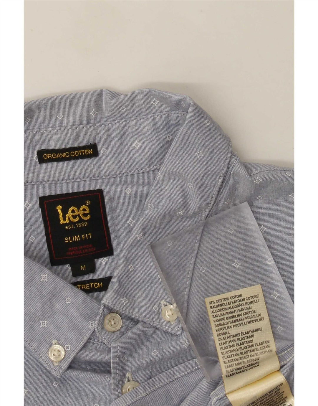 Мужская рубашка Lee Slim Fit, хлопок среднего синего цвета с геометрическим рисунком