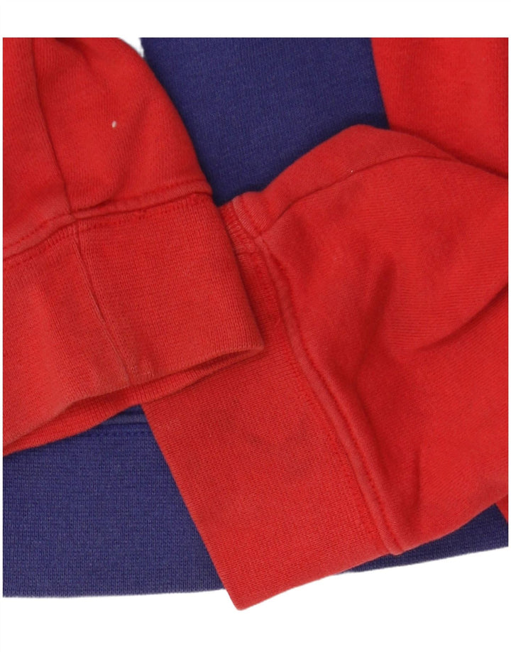 Свитер с капюшоном и молнией с графическим рисунком NIKE для мальчиков 12–13 лет, большой красный с цветными блоками