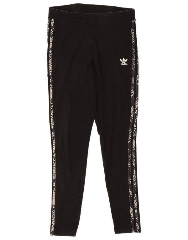 Женские леггинсы Adidas среднего размера, черные, хлопковые, с животным принтом, спортивные