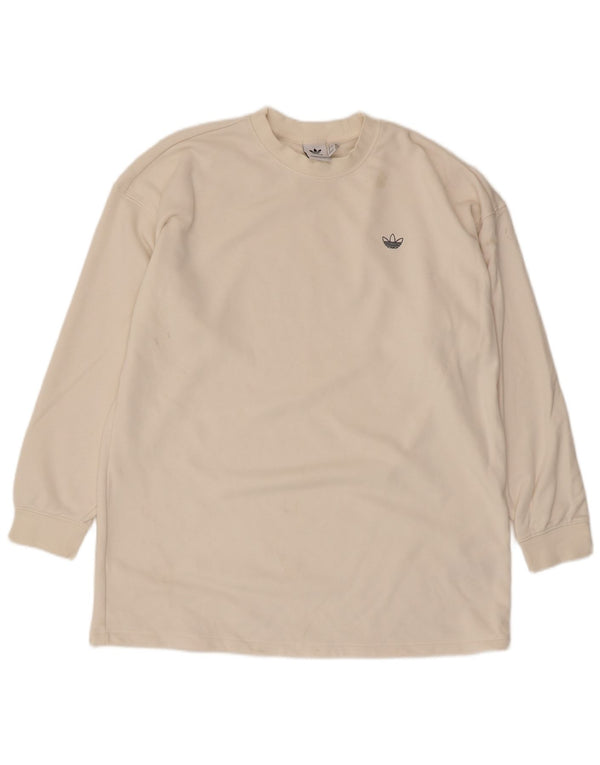 Женский джемпер оверсайз с рисунком Adidas UK 12, средний белый хлопок