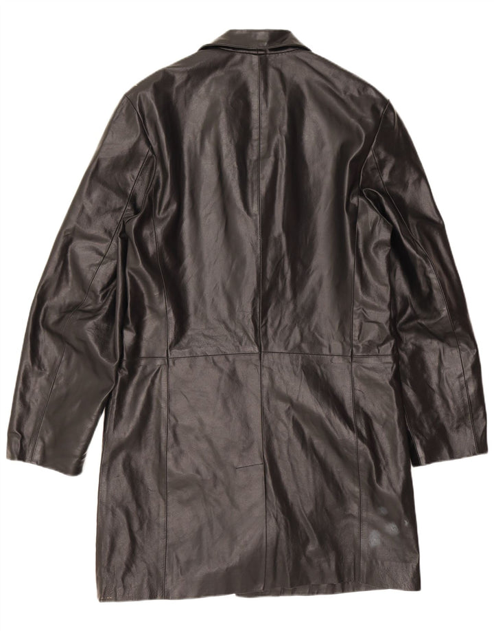 Мужское кожаное пальто Douglas UK 38, среднее черное кожаное