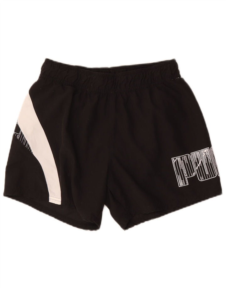 Мужские спортивные шорты Puma с графическим рисунком, маленькие черные, полиэстер с цветными блоками