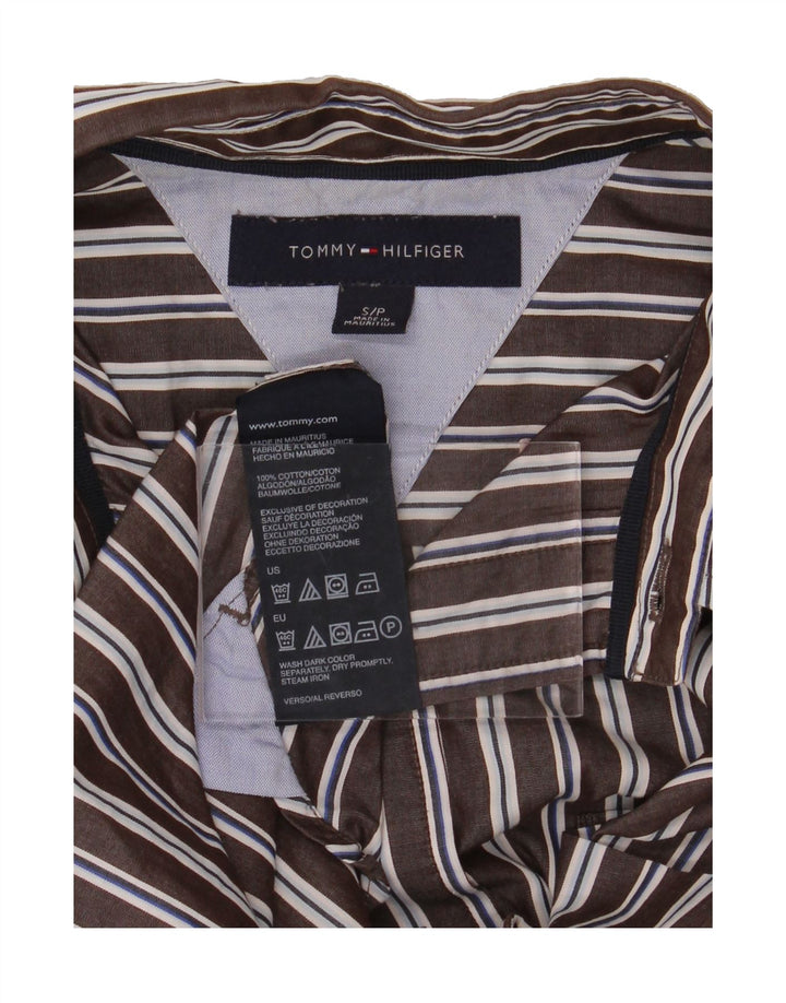 TOMMY HILFIGER Mens Shirt Small Black Striped Cotton Vintage Tommy Hilfiger and Second-Hand Tommy Hilfiger from Messina Hembry 
