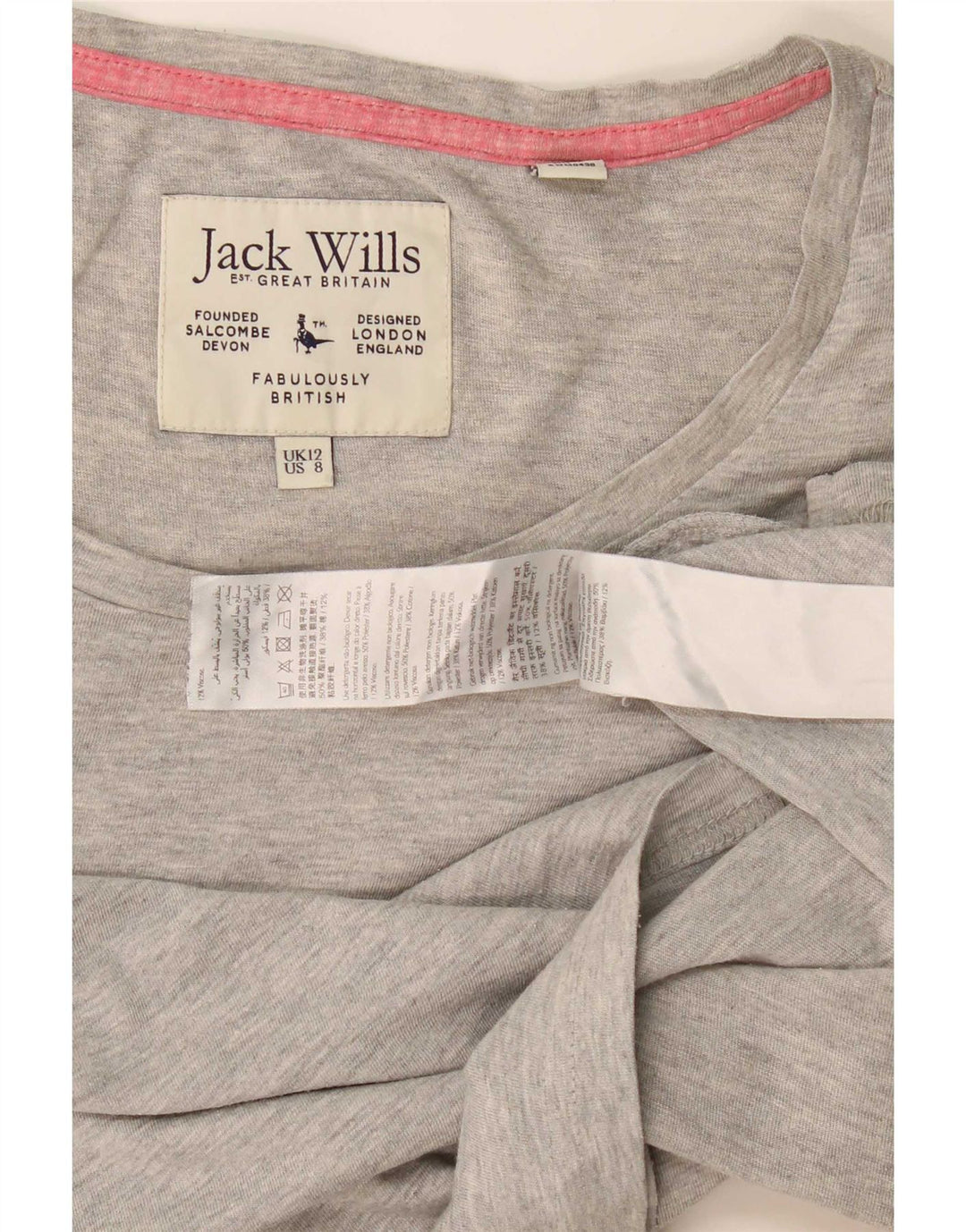 Женская футболка Jack Wills Top UK 12, средний серый хлопок с крапинками