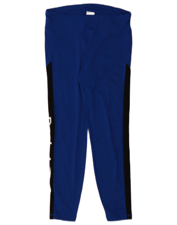 REEBOK Womens Graphic Leggings UK 16/18 Large  Blue Colourblock Polyester