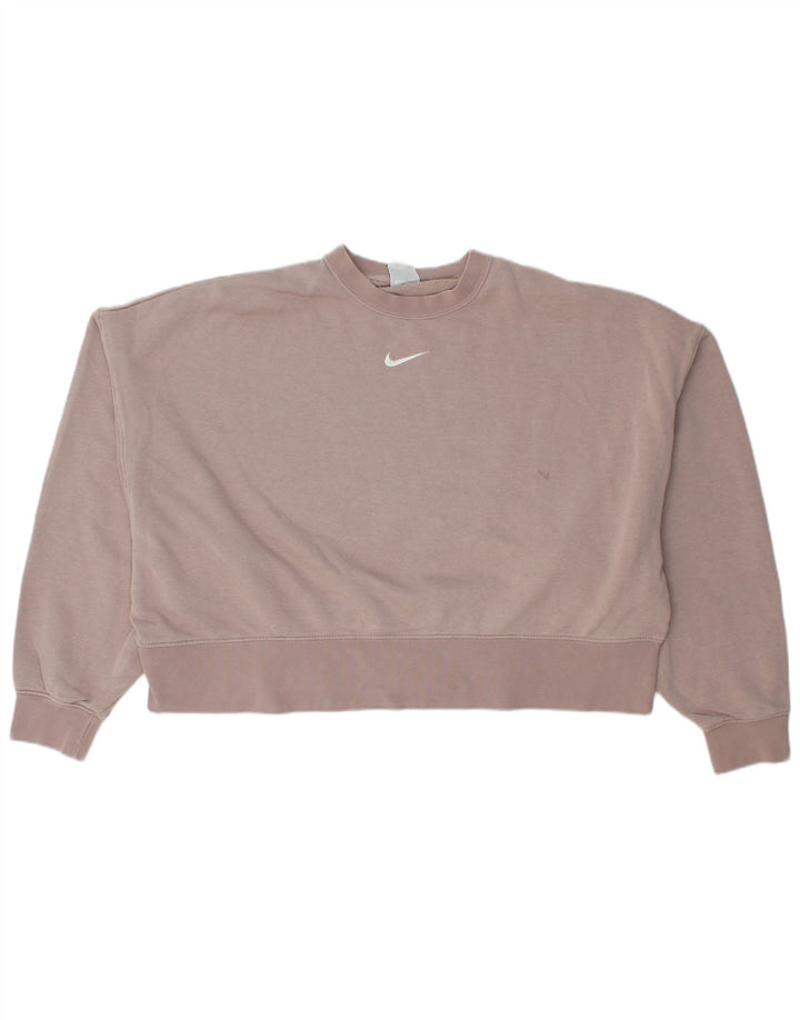 Женский укороченный свитшот оверсайз Nike UK 14, хлопковый средний розовый цвет