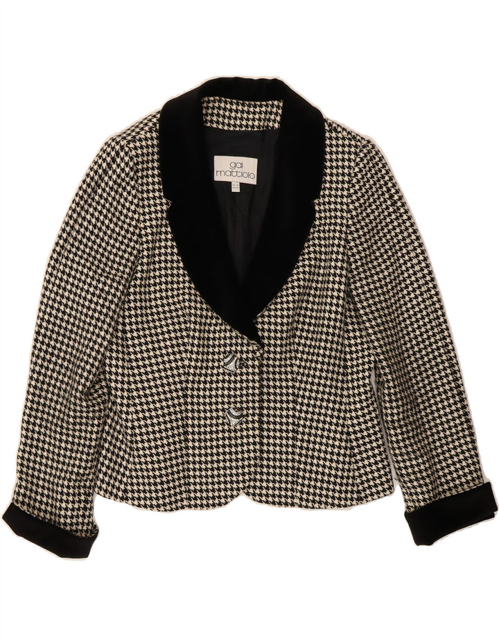 GAI MATTIOLO Womens 2 Button Blazer Jacket IT 50 XL Black Houndstooth Vintage Gai Mattiolo and Second-Hand Gai Mattiolo from Messina Hembry 