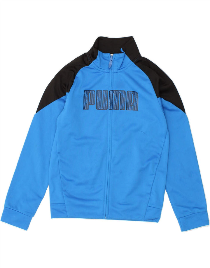 PUMA Boys Graphic Tracksuit Top Jacket 9-10 Years Medium Blue Colourblock Vintage Puma and Second-Hand Puma from Messina Hembry 