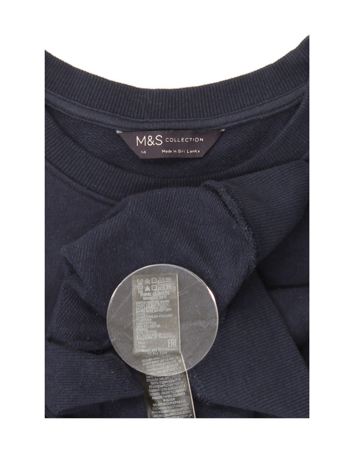 MARKS & SPENCER Womens Sweatshirt Jumper UK 14 Large Navy Blue Cotton Vintage Marks & Spencer and Second-Hand Marks & Spencer from Messina Hembry 