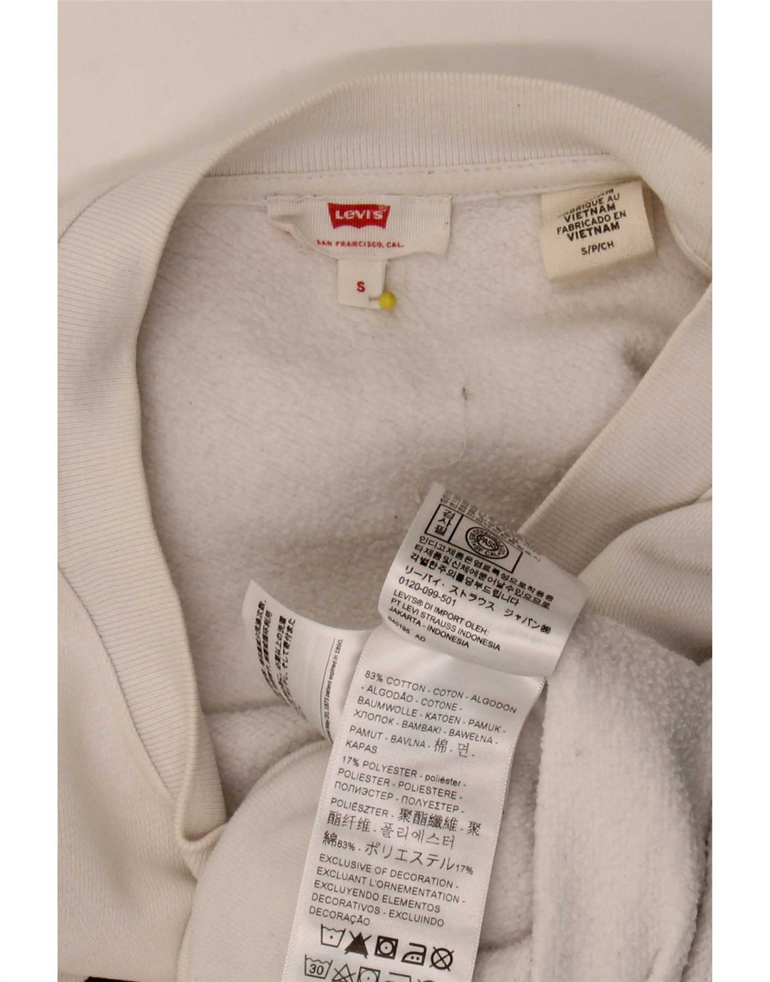 Женский укороченный свитшот оверсайз с рисунком Levi's, Великобритания, 10, маленький, белый