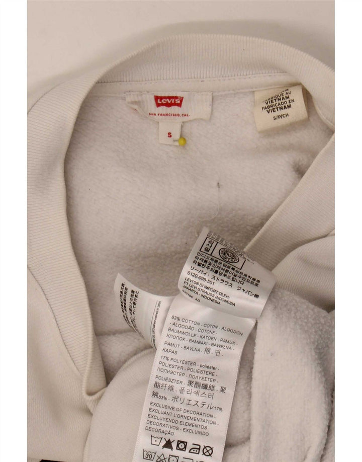 Женский укороченный свитшот оверсайз с рисунком Levi's, Великобритания, 10, маленький, белый