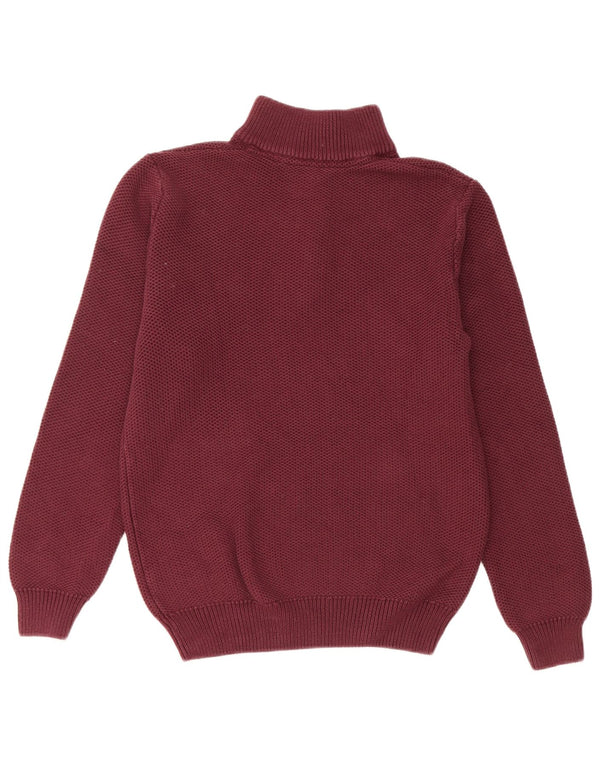 Crew Clothing Mens Zip Neck Jumper Sweater Medium Burgundy Cotton
