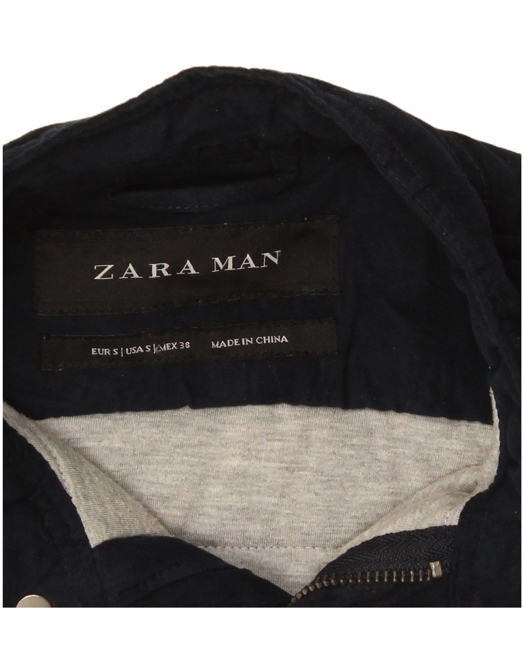 Мужская куртка Zara UK 36, маленькая, темно-синяя, полиэстер