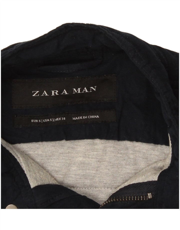 Мужская куртка Zara UK 36, маленькая, темно-синяя, полиэстер