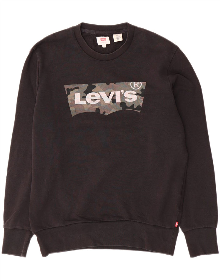 Мужской свитшот с рисунком Levi's, маленький черный хлопковый джемпер