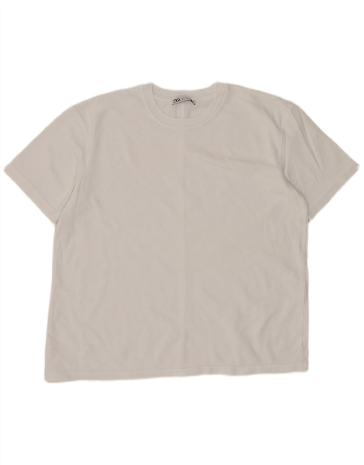 Женская футболка оверсайз ZARA Top UK 10, маленький размер, белый хлопок