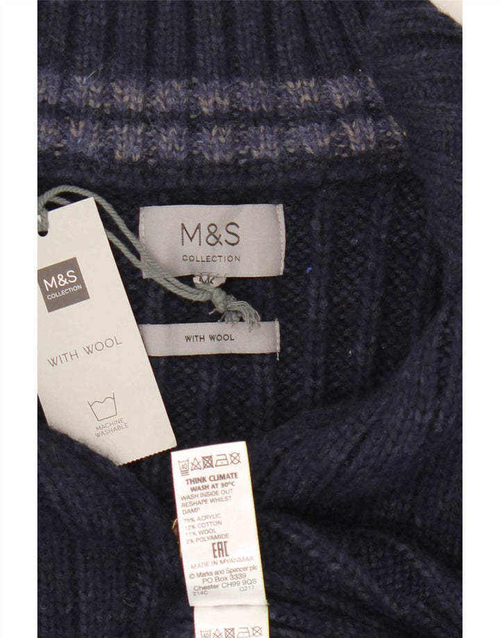 Мужской свитер с воротником на молнии Marks & Spencer 2XL темно-синий акрил